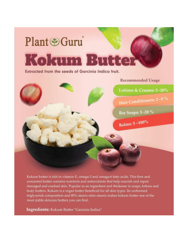 Manteca de Kokum Cruda 907 g - Plant Guru, Hidratante Natural