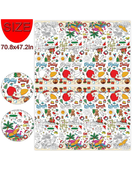 Mantel de Colorear Jumbo PHOGARY Navidad de Verano 180x120cm Mantel de Colorear Jumbo PHOGARY Navidad de Verano 180x120cm