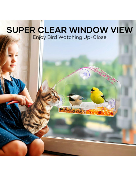 Comedero para Aves de Ventana ZLSZTMI Color Ciruela 24.9x10.9x16.5cm Comedero para Aves de Ventana ZLSZTMI Color Ciruela 24.9x10.9x16.5cm