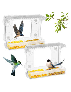 Comedero de Ventana Transparente Tigvio 18x15x6cm para Aves