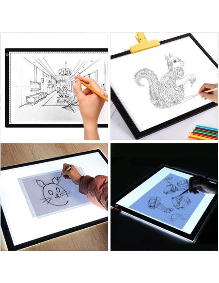 Tablero de Luz LED A2 LXJIN 60x40 cm con Clip y Brillo Regulable Tablero de Luz LED A2 LXJIN 60x40 cm con Clip y Brillo Regulable