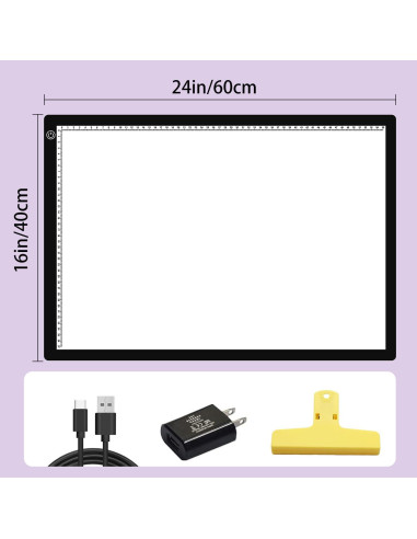 Tablero de Luz LED A2 LXJIN 60x40 cm con Clip y Brillo Regulable