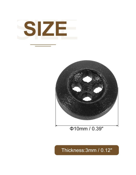 100 Botones de Madera 10mm uxcell 4 Agujeros Negro para Costura 100 Botones de Madera 10mm uxcell 4 Agujeros Negro para Costura