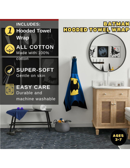 Toalla de Baño con Capucha Batman Franco 61x127 cm Algodón Toalla de Baño con Capucha Batman Franco 61x127 cm Algodón