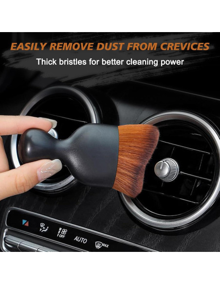 Cepillo de Detalle para Auto Ouzorp - Cerdas Suaves, Negro y Marrón Cepillo de Detalle para Auto Ouzorp - Cerdas Suaves, Negro y Marrón