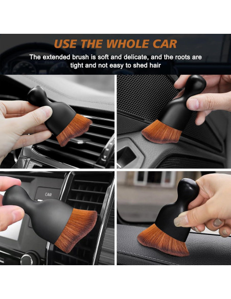 Cepillo de Detalle para Auto Ouzorp - Cerdas Suaves, Negro y Marrón Cepillo de Detalle para Auto Ouzorp - Cerdas Suaves, Negro y Marrón
