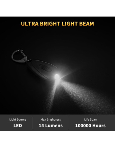Linterna de Llavero RISEMART - Paquete de 5 Mini LED 14 Lúmenes