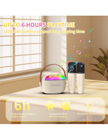 Mini Máquina de Karaoke Inalámbrica Hengchuang Beige 6 Horas