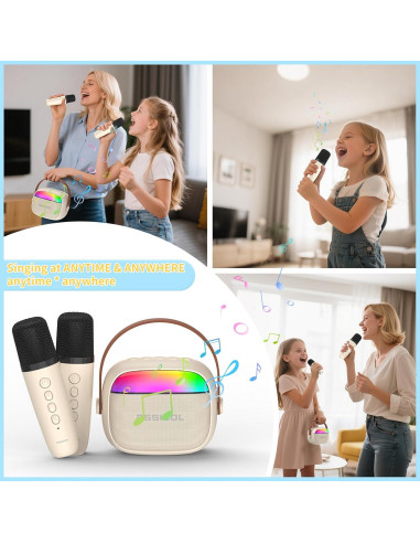 Mini Máquina de Karaoke Inalámbrica Hengchuang Beige 6 Horas