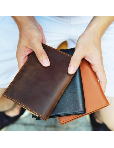 Portafolio de Pasaporte de Cuero Blocking RFID Polare Marrón 2