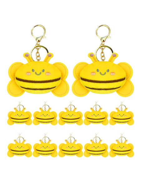 12 Llavero Abeja de Peluche YJUBAOA Amarillo 9x7 CM 12 Llavero Abeja de Peluche YJUBAOA Amarillo 9x7 CM