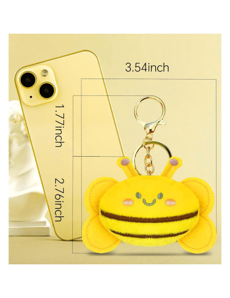 12 Llavero Abeja de Peluche YJUBAOA Amarillo 9x7 CM 12 Llavero Abeja de Peluche YJUBAOA Amarillo 9x7 CM