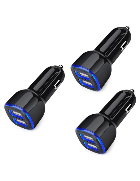 Cargador de Coche USB Rápido 3 Pack AndHot 2.4A Doble Puerto Cargador de Coche USB Rápido 3 Pack AndHot 2.4A Doble Puerto