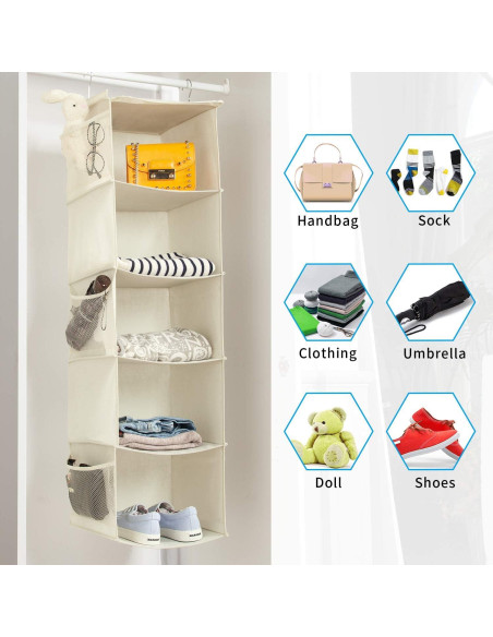 Organizador Colgante de Closet BrilliantJo 5 Estantes Beige Organizador Colgante de Closet BrilliantJo 5 Estantes Beige