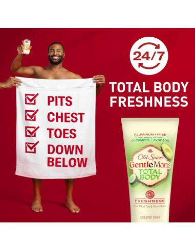 Crema Desodorante Corporal Old Spice 85 g, Aroma Pepino y Aguacate
