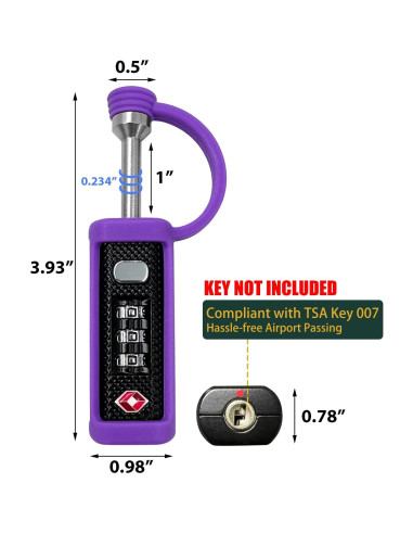 Candado de Combinación TSA LAFENLIN para Caja de Armas Morado