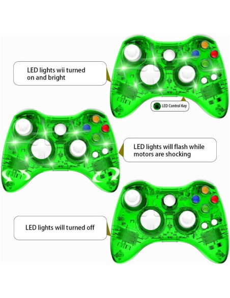 Controlador Inalámbrico INGQI para Xbox 360 Verde con Vibración Controlador Inalámbrico INGQI para Xbox 360 Verde con Vibración