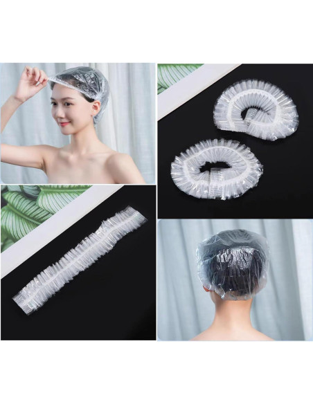 100 Gorras de Ducha Desechables Borsicge 52.1 cm Impermeables 100 Gorras de Ducha Desechables Borsicge 52.1 cm Impermeables