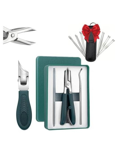 Cortauñas Beveled Eagle Beak Verde - Juego 9 Piezas para Uñas Gruesas