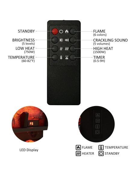 PuraFlame Insertar Chimenea Eléctrica 750/1500W 6 Colores PuraFlame Insertar Chimenea Eléctrica 750/1500W 6 Colores