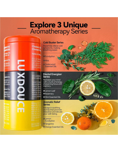 Bombas de Ducha Aromaterapia LUXDOUCE - 21 Piezas, 3 Aromas Bombas de Ducha Aromaterapia LUXDOUCE - 21 Piezas, 3 Aromas