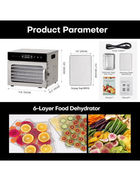 Deshidratador de Alimentos Panana 6 Bandejas Acero Inoxidable Deshidratador de Alimentos Panana 6 Bandejas Acero Inoxidable