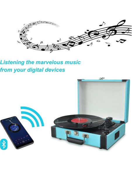Tocadiscos Bluetooth VINILOS ECS01 Maleta Portátil 3 Velocidades Tocadiscos Bluetooth VINILOS ECS01 Maleta Portátil 3 Velocidades