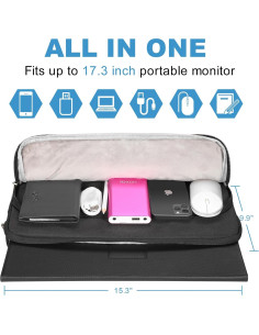 Funda para Monitor Portátil Losong 17.3" Negra con Bolsillo 2