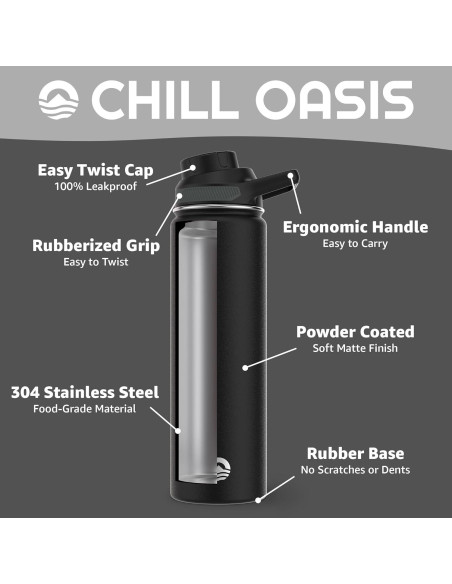 Botella de Agua Chill Oasis 650ml Acero Inoxidable Aislada Botella de Agua Chill Oasis 650ml Acero Inoxidable Aislada
