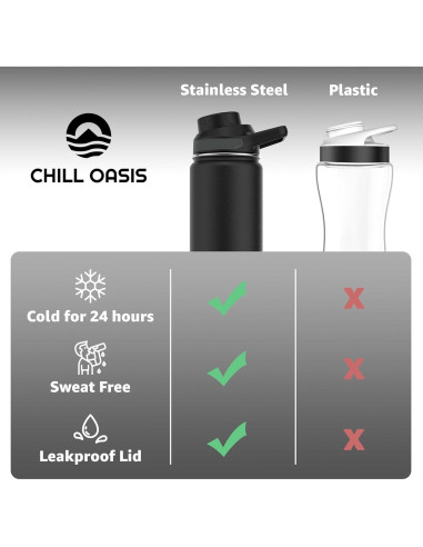 Botella de Agua Chill Oasis 650ml Acero Inoxidable Aislada