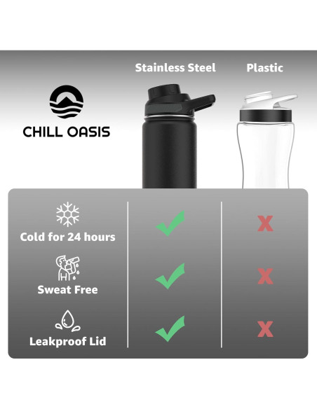 Botella de Agua Chill Oasis 650ml Acero Inoxidable Aislada Botella de Agua Chill Oasis 650ml Acero Inoxidable Aislada