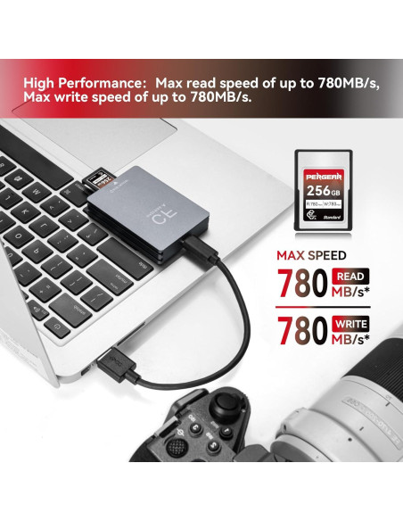 Tarjeta CFexpress Tipo A 256GB Pergear con Lector 780MB/s Tarjeta CFexpress Tipo A 256GB Pergear con Lector 780MB/s