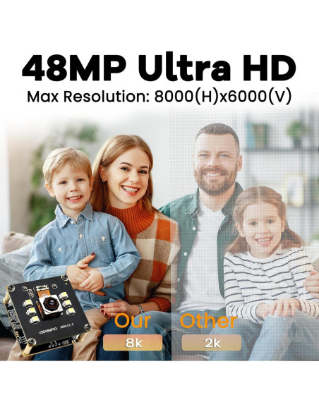 Cámara USB IFWATER 48MP 8K Mini Lente Sin Distorsión Cámara USB IFWATER 48MP 8K Mini Lente Sin Distorsión
