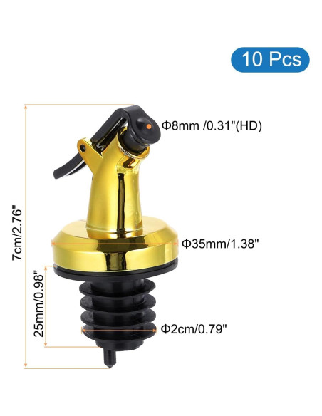 10 Vertedores de Botellas de Acero Inoxidable uxcell Dorado 10 Vertedores de Botellas de Acero Inoxidable uxcell Dorado