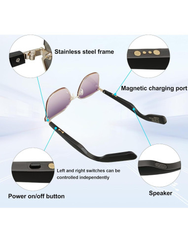 Gafas de sol Bluetooth RERBO J6-8 UV400 Polarizadas
