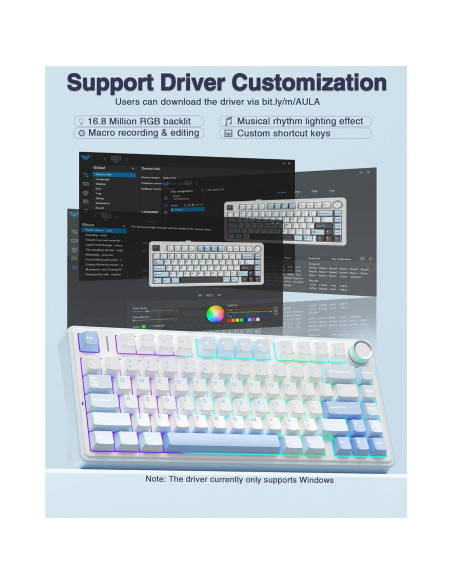 Teclado Mecánico AULA F75 Inalámbrico 75% RGB Personalizado Teclado Mecánico AULA F75 Inalámbrico 75% RGB Personalizado
