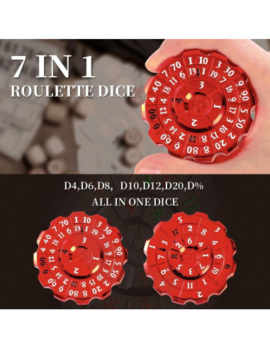 Dados Antiestrés 2-en-1 D&D Aiyouyue Ruleta Metálica