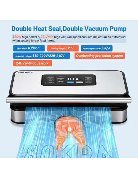 Selladora al Vacío INKBIRD 160W Automática con Doble Bomba Selladora al Vacío INKBIRD 160W Automática con Doble Bomba