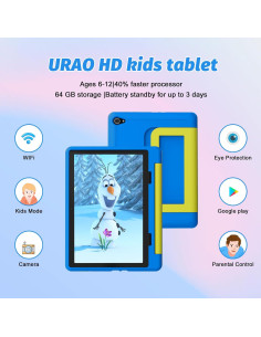 Tableta URAO 10" Android 14 para Niños 64GB con Funda 2