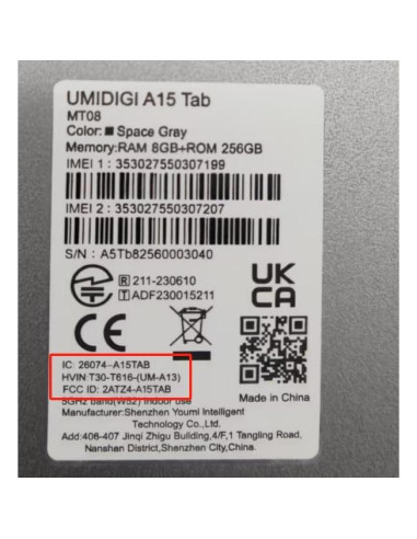 Tablet UMIDIGI A15 Tab 11" 2K Android 13 16GB RAM 256GB