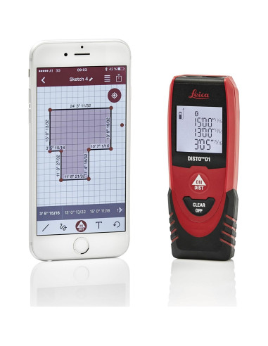 Leica DISTO D1 Medidor Láser 36.58m Bluetooth Rojo