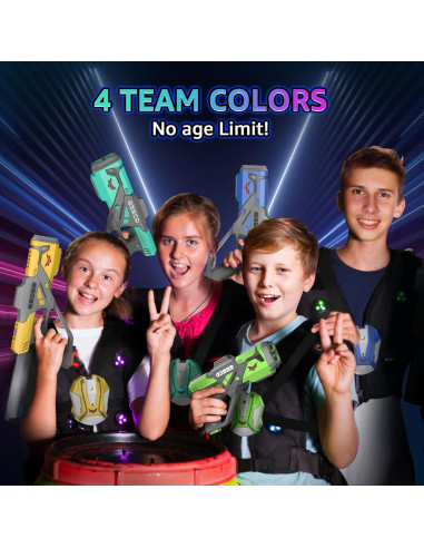 Juego de Laser Tag JakMean 4 Pistolas y Chalecos Recargables