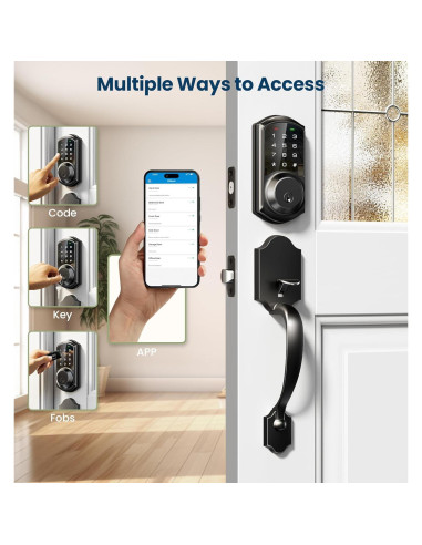 Cerradura Inteligente Veise VE06-H, Control por App, Negro