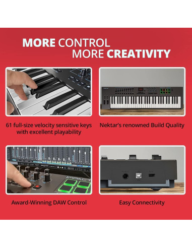 Controlador MIDI USB Nektar Impact LX 61+ 61 Teclas