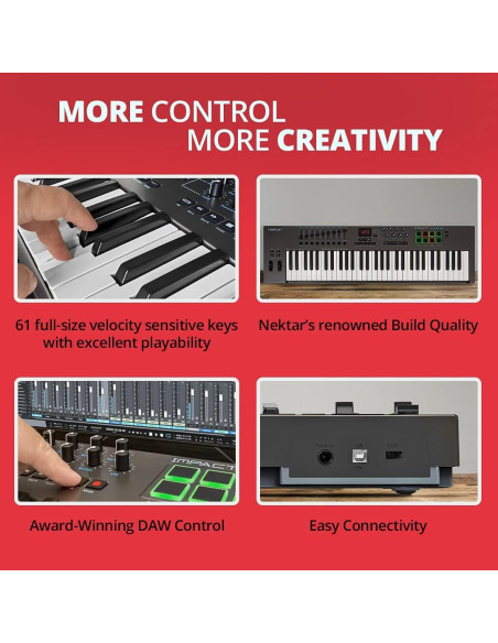 Controlador MIDI USB Nektar Impact LX 61+ 61 Teclas Controlador MIDI USB Nektar Impact LX 61+ 61 Teclas