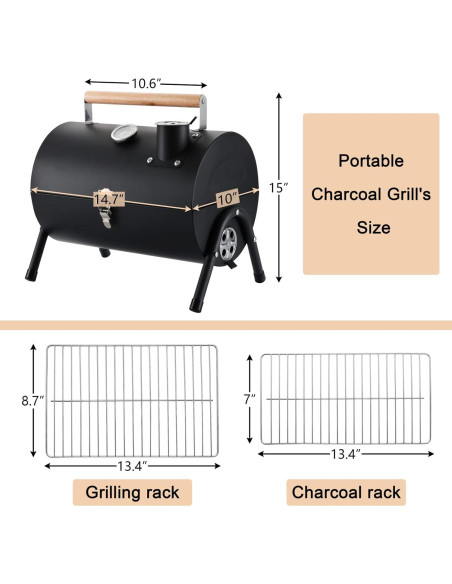 Parrilla de Carbón Portátil HaSteeL Compacta con Termómetro Parrilla de Carbón Portátil HaSteeL Compacta con Termómetro