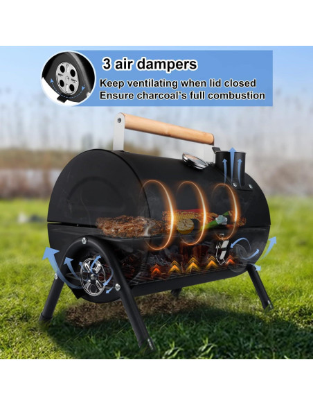 Parrilla de Carbón Portátil HaSteeL Compacta con Termómetro Parrilla de Carbón Portátil HaSteeL Compacta con Termómetro