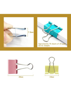120 Clips de Carpeta de Colores Ykimok 19mm Metal Resistente 2