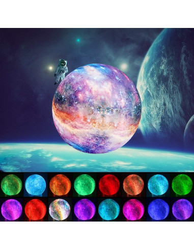 Lámpara de Luna LOGROTATE 17.78 cm LED 16 Colores Control Remoto