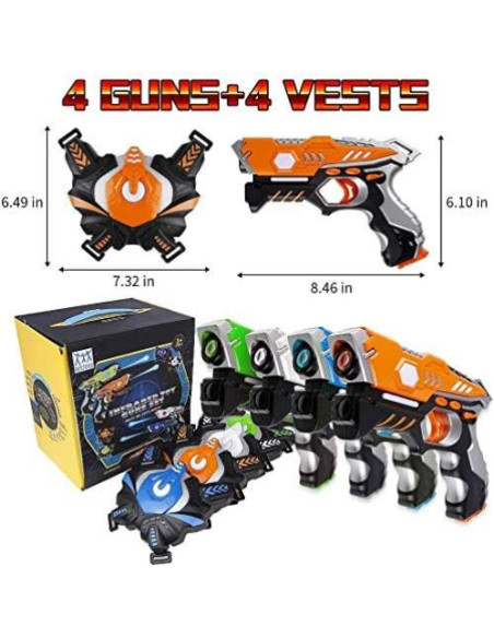 Conjunto de Laser Tag HISTOYE 4 Pistolas y Chalecos 1.68kg Conjunto de Laser Tag HISTOYE 4 Pistolas y Chalecos 1.68kg